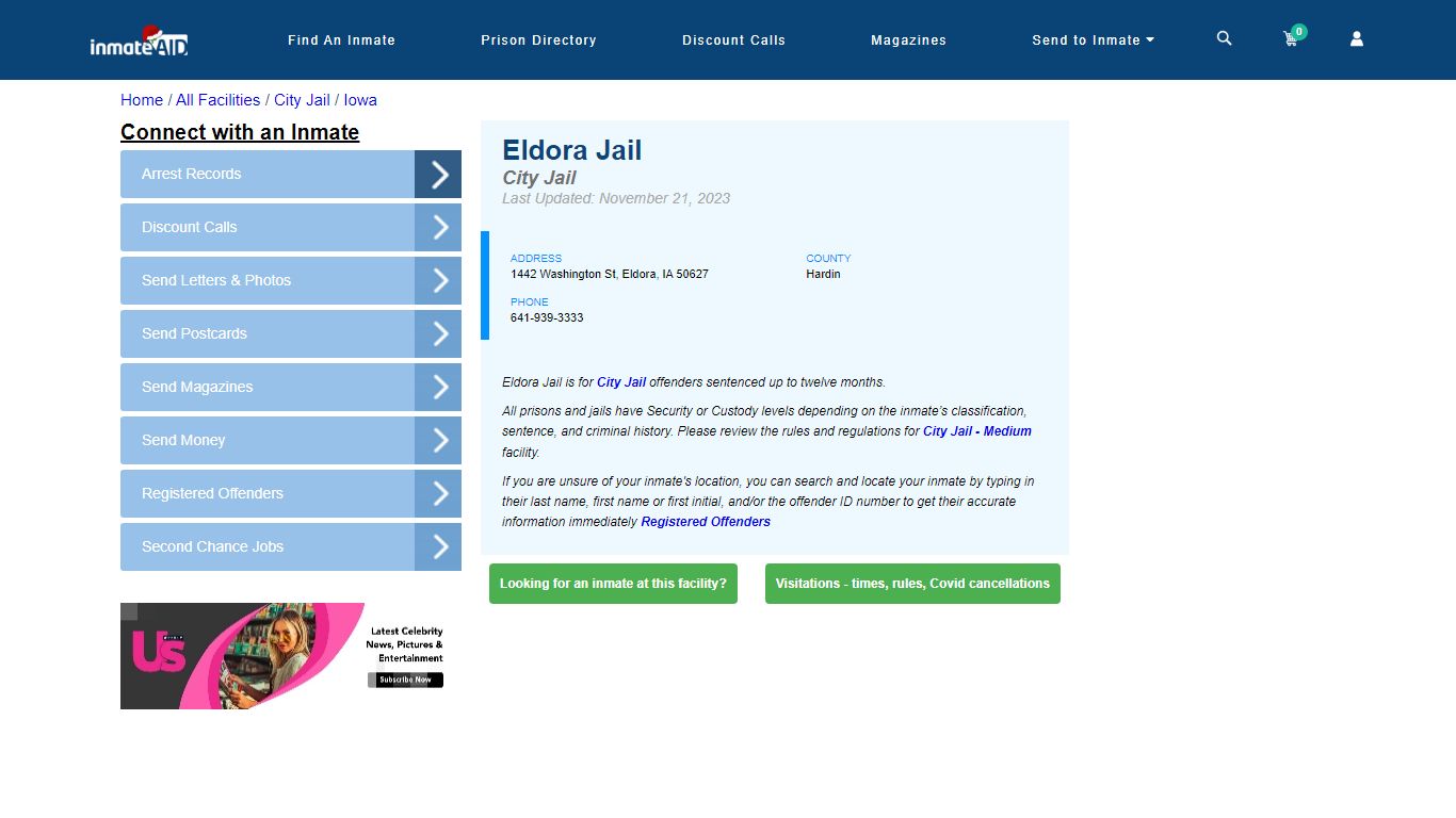 Eldora Jail | Inmate Locator