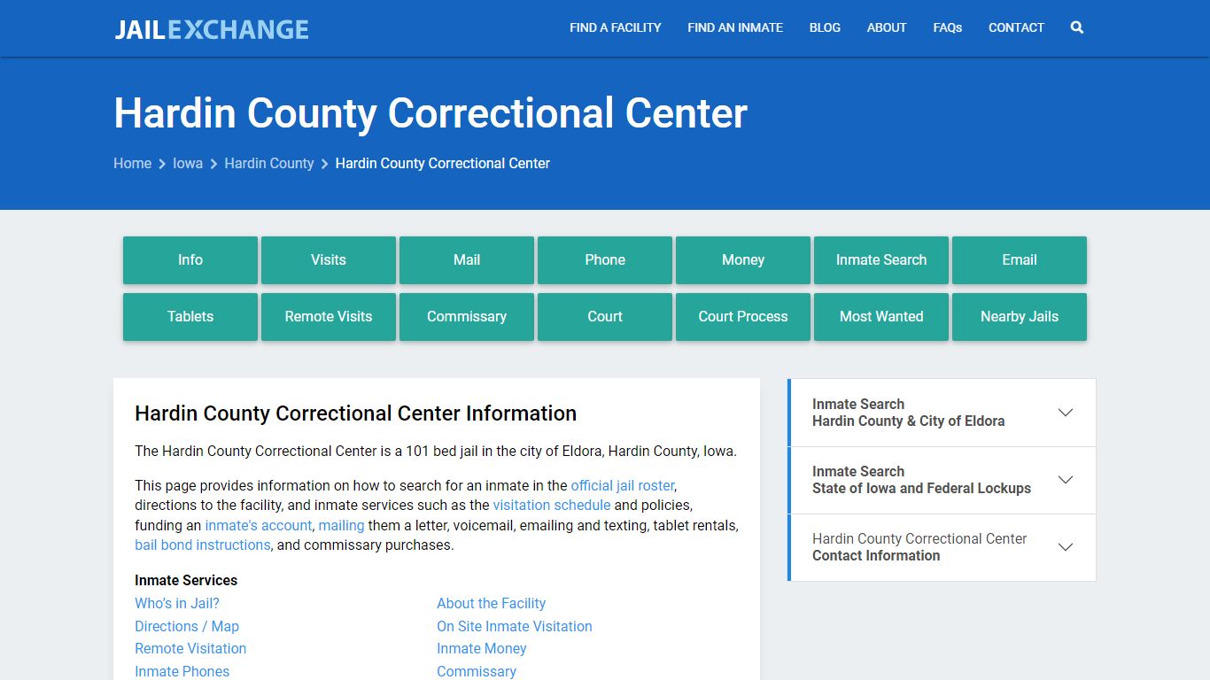 Hardin County Correctional Center, IA Inmate Search, Information