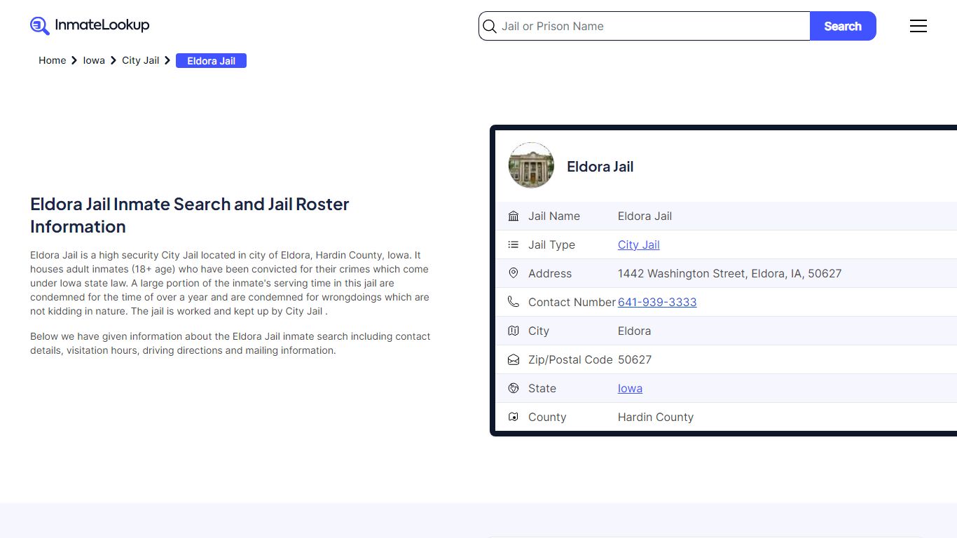 Eldora Jail (IA) Inmate Search Iowa - Inmate Lookup